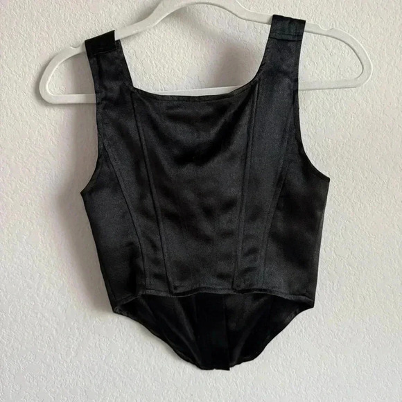 Future Collective Kahlana Barfield Brown Pointed Front Zip Black Bustier Size 0 - Picture 7 of 9